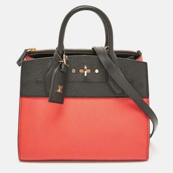 Pre Owned Louis Vuitton Red/Black Leather City Steamer PM Bag
