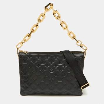 Louis Vuitton Black Monogram Embossed Leather Coussin MM Bag