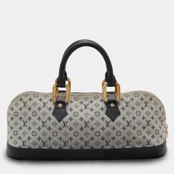 Pre Owned Louis Vuitton Encre Monogram Mini Lin Horizontal Alma Bag