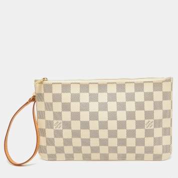 Pre Owned Louis Vuitton Damier Azur Canvas Neverfull PM Zipped Pochette