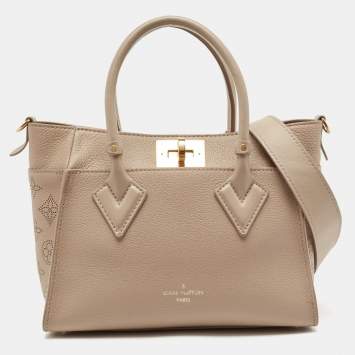 Pre Owned Louis Vuitton Galet Monogram Mahina Leather On My Side PM Bag