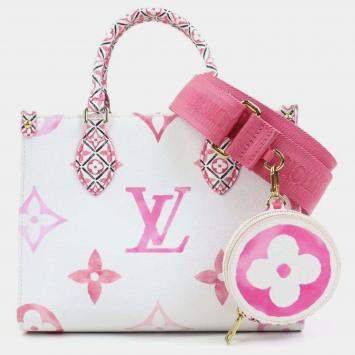 Pre Owned Louis Vuitton White/Pink Leather By The Pool OnTheGo PM Handbag