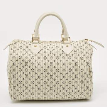 Pre Owned Louis Vuitton Blue/White Monogram Mini Lin Croisette Speedy 30 Bag