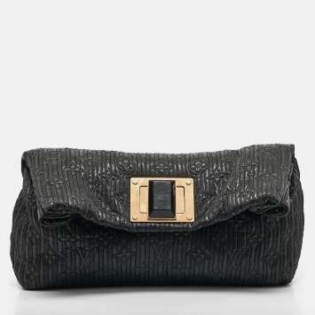 Pre Owned Louis Vuitton Black Monogram Fabric Motard Altair Clutch