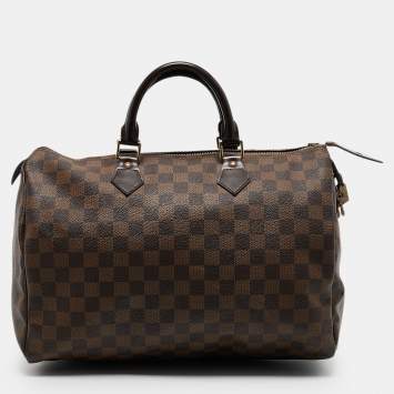 Pre Owned Louis Vuitton Damier Ebene Canvas Speedy 35 Bag