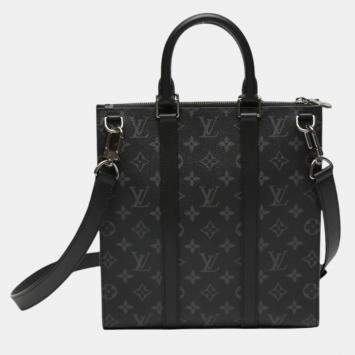 Pre Owned Louis Vuitton Black Monogram Eclipse Sac Plat Tote Bag