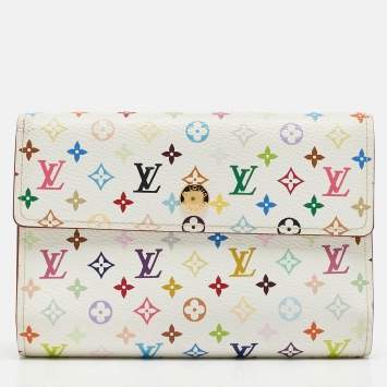 Pre Owned Louis Vuitton White Monogram Multicolore Canvas Alexandra Wallet