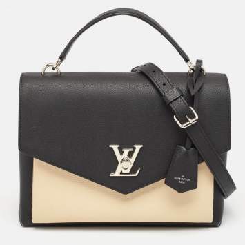 Pre Owned Louis Vuitton Black/Cream Leather Mylockme Bag