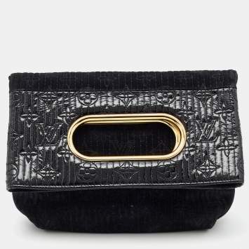 Pre Owned Louis Vuitton Black Monogram Suede Limited Edition Motard Afterdark Clutch