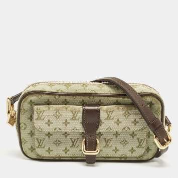 Pre Owned Louis Vuitton Khaki Green Mini Lin Canvas and Leather Juliette Bag