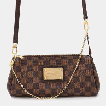 Pre Owned Louis Vuitton Brown Damier Ebene Canvas Eva Bag