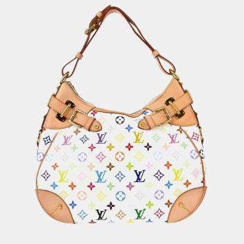 Pre Owned Louis Vuitton White Monogram Multicolor Greta Handbag