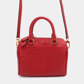 Pre Owned Louis Vuitton Red Monogram Empreinte Leather Speedy Bandouliere 20 Bag