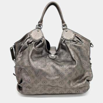 Pre Owned Louis Vuitton Silver Leather Mahina XL Bag