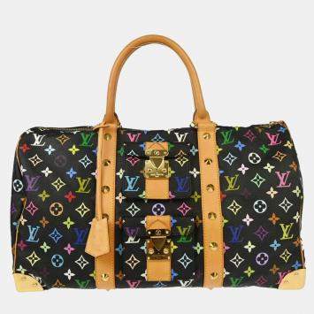 Pre Owned Louis Vuitton Black Monogram Multicolor Speedy 45 Handbag