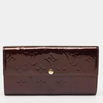 Pre Owned Louis Vuitton Amarante Monogram Vernis Sarah Wallet