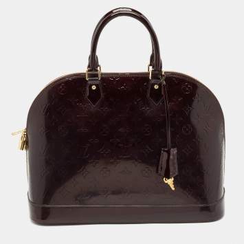Pre Owned Louis Vuitton Amarante Monogram Vernis Alma GM Bag