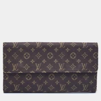 Pre Owned Louis Vuitton Brown Monogram Mini Lin Porte Tresor International Wallet 