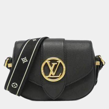Pre Owned Louis Vuitton Black Leather Pont Neuf Soft PM Shoulder Bag