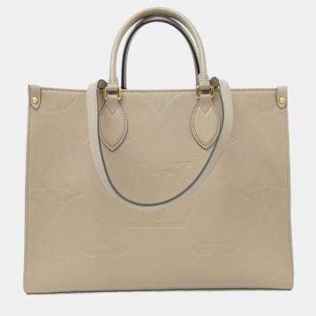 Pre Owned Louis Vuitton Tourterelle Monogram Empreinte Leather OnTheGo MM Handbag