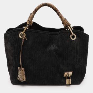 Pre Owned Louis Vuitton Black Monogram Embossed Suede Limited Edition Whisper PM Bag