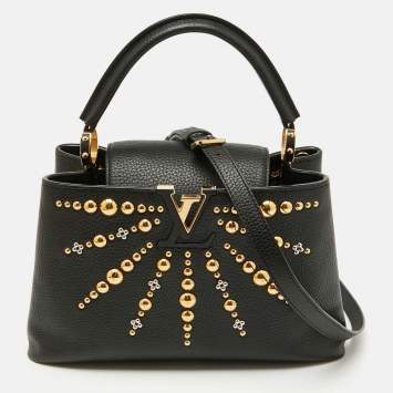 Louis Vuitton Black Leather Studded Sol Capucines PM Bag