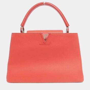 Pre Owned Louis Vuitton Poppy Petal Taurillon Leather Capucines MM Shoulder Bag