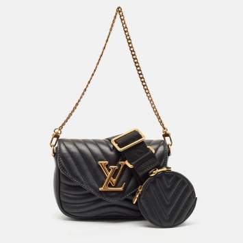 Pre Owned Louis Vuitton Black Quilted Leather New Wave Multi Pochette Bag