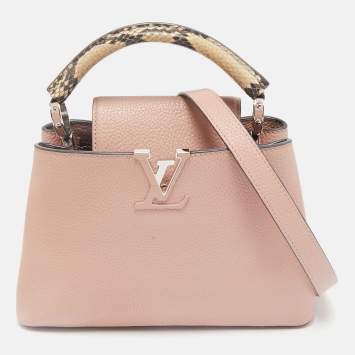 Pre Owned Louis Vuitton Magnolia Taurillon Leather and Python Capucines BB Bag