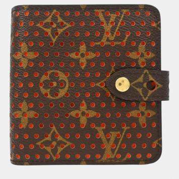 Pre Owned Louis Vuitton Monogram Perfo Compact Zip Wallet