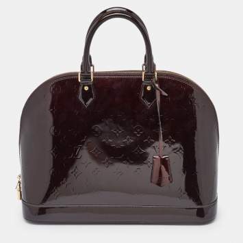 Pre Owned Louis Vuitton Amarante Monogram Vernis Alma MM Bag