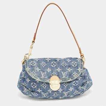 Pre Owned Louis Vuitton Blue Monogram Denim Mini Pleaty Bag