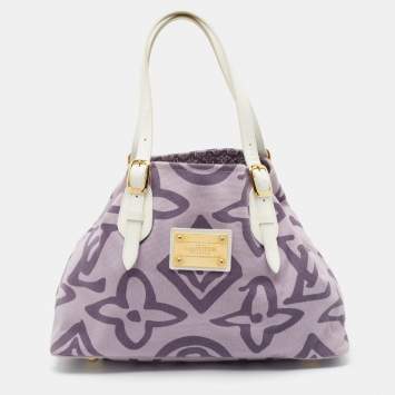 Pre Owned Louis Vuitton Purple Canvas Tahitienne Cabas PM Bag