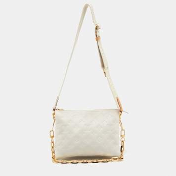 Louis Vuitton Cream Monogram Embossed Leather Coussin PM Bag