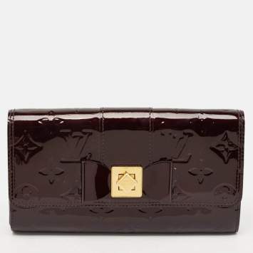 Pre Owned Louis Vuitton Amarante Monogram Vernis Sarah Noeud Wallet