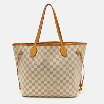 Pre Owned Louis Vuitton Damier Azur Canvas Neverfull MM Bag