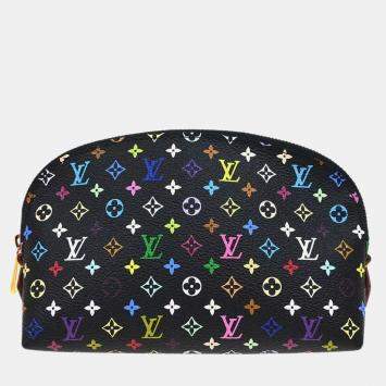 Louis Vuitton Black Monogram Multicolor Pochette Cosmetic Bag