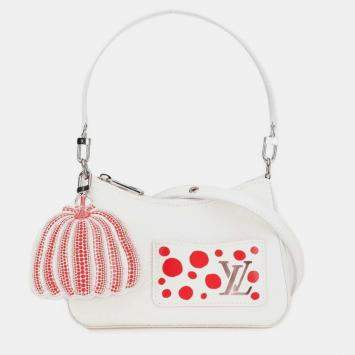Pre Owned Louis Vuitton White Red Leather Yayoi Kusama Epi Marellini Shoulder Bag