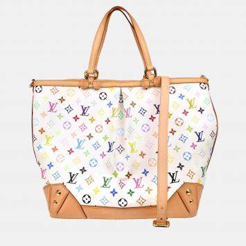 Pre Owned Louis Vuitton White Multicolor Monogram Canvas Sharleen GM Tote Bag
