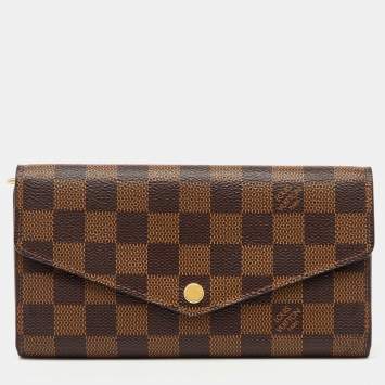 Pre Owned Louis Vuitton Damier Ebene Canvas Sarah Wallet