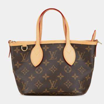 Pre Owned Louis Vuitton Brown Coated Canvas Leather Monogram Neverfull BB Shoulder Bag