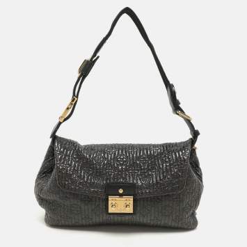 Louis Vuitton Noir Black Monogram Motard Patent Leather Pochette Bag
