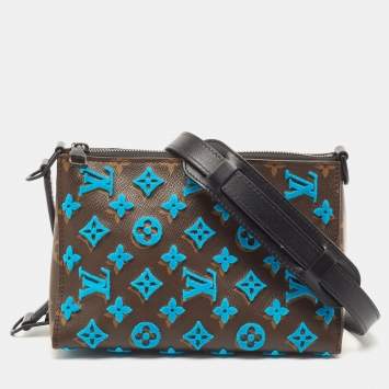 Louis Vuitton Turquoise Monogram Tuffetage Canvas Triangle Messenger Bag