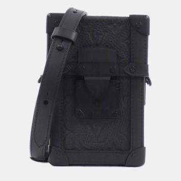 Pre Owned Louis Vuitton Black Monogram Taurillon Leather Vertical Trunk Wearable Wallet