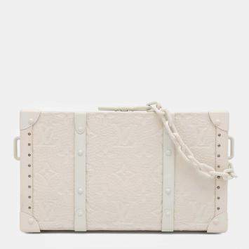 Pre Owned Louis Vuitton White Monogram Taurillon Leather Wallet Trunk Bag