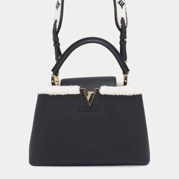 Pre Owned Louis Vuitton Black Capucines Taurillon Leather Shearling MM Bag