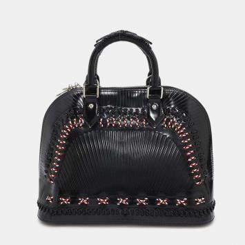 Pre Owned Louis Vuitton Noir Patent Leather PM Kansai Yamamoto Collaboration Alma Samurai Satchel Bag