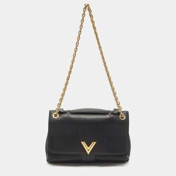 Pre Owned Louis Vuitton Black Monogram Leather Very Chain Bag