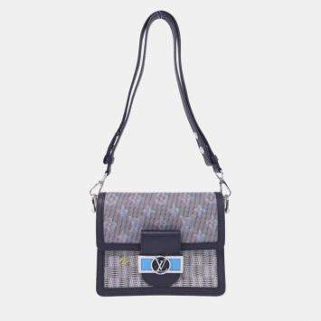 Pre Owned Louis Vuitton Blue Monogram Leather Dauphine Mini Shoulder Bag
