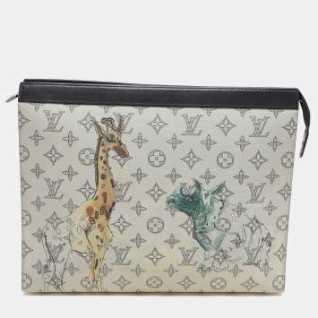 Pre Owned Louis Vuitton x Chapman Brothers White Monogram Savane Canvas Pochette